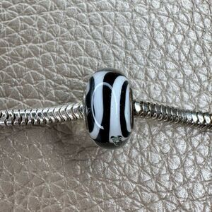 Helzberg Diamonds - Black and White Swirl Glass Charm